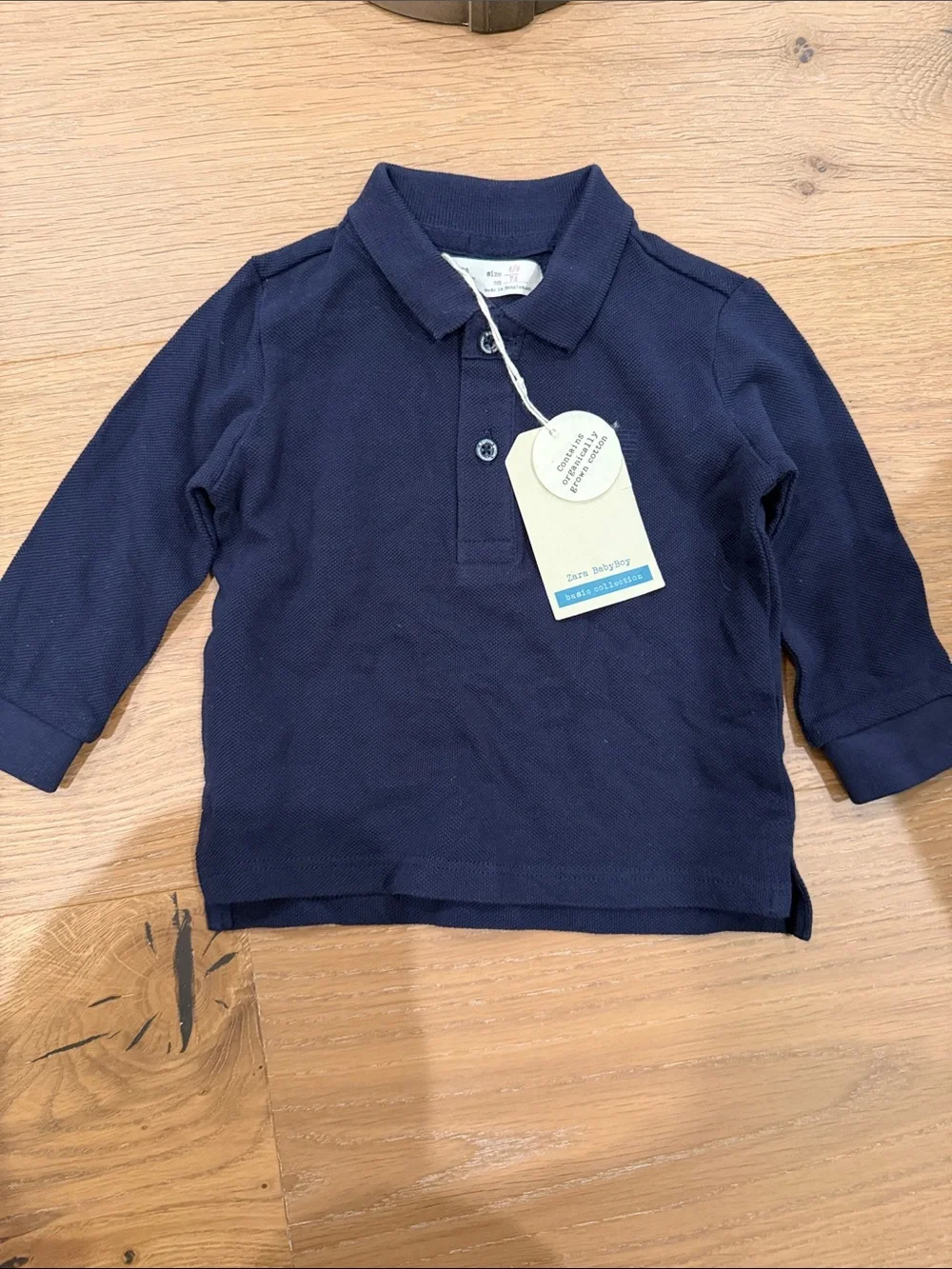Zara Navy Long-Sleeve Polo Shirt for Kids